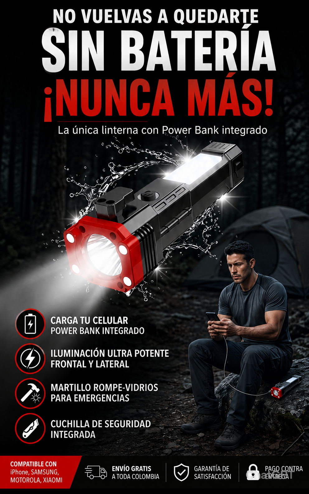 🔥MÁS QUE UNA LINTERNA... TU KIT SUPERVIVENCIA 10 EN 1